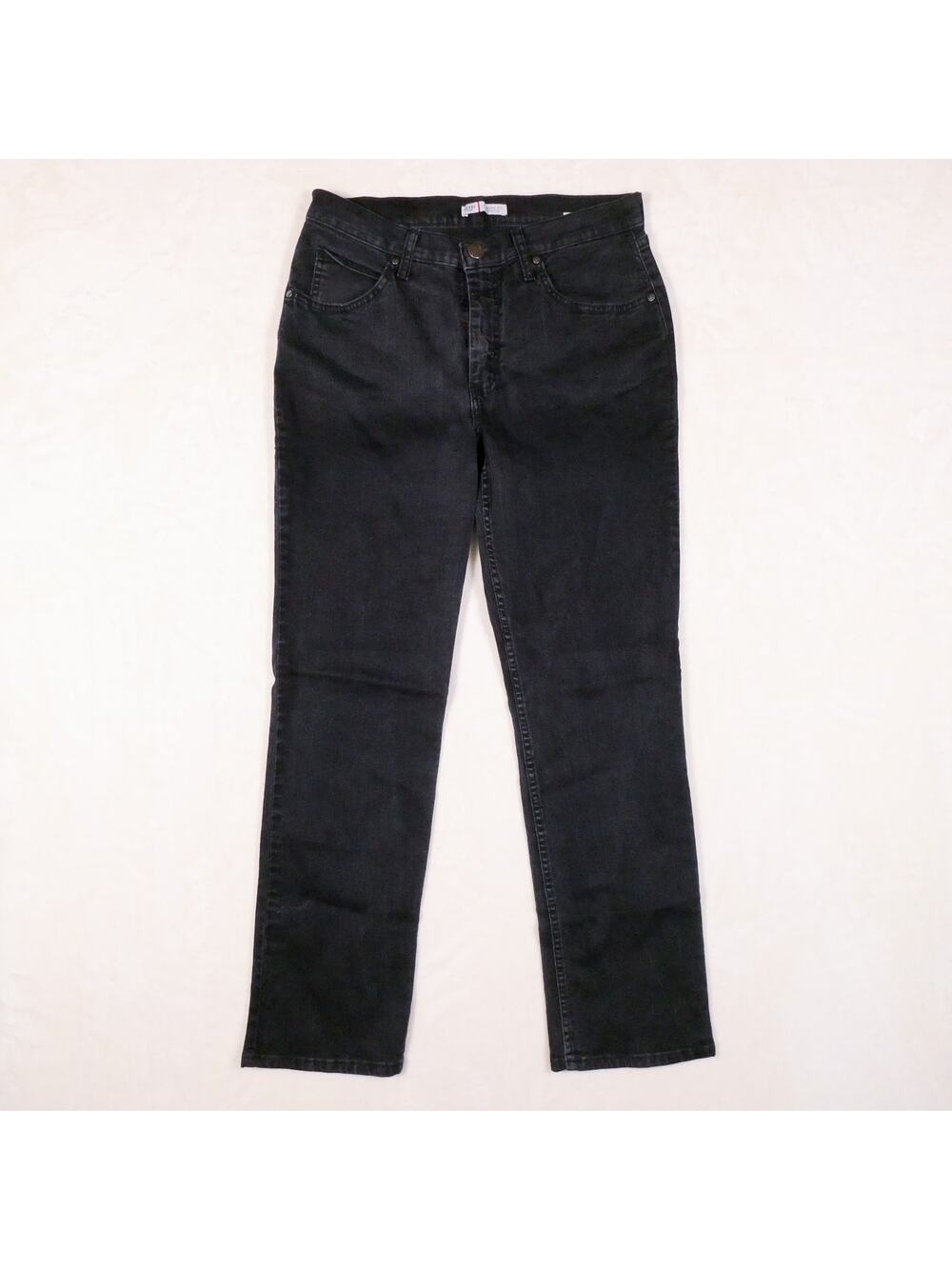 Riders by Lee Black Straight Leg Jeans Size 12 90s Y2K Faded Indie Dark Denim